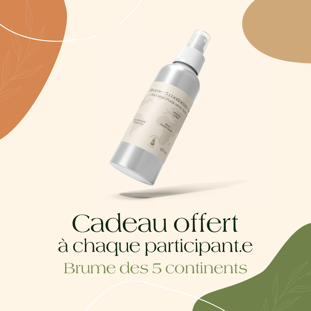 Une Brume des 5 continents offerte en cadeau à chaque participant de la Roue de médecine